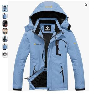 GEMYSE Men’s Waterproof Ski Jacket Blue Hooded Snow Coat 2XL NWT